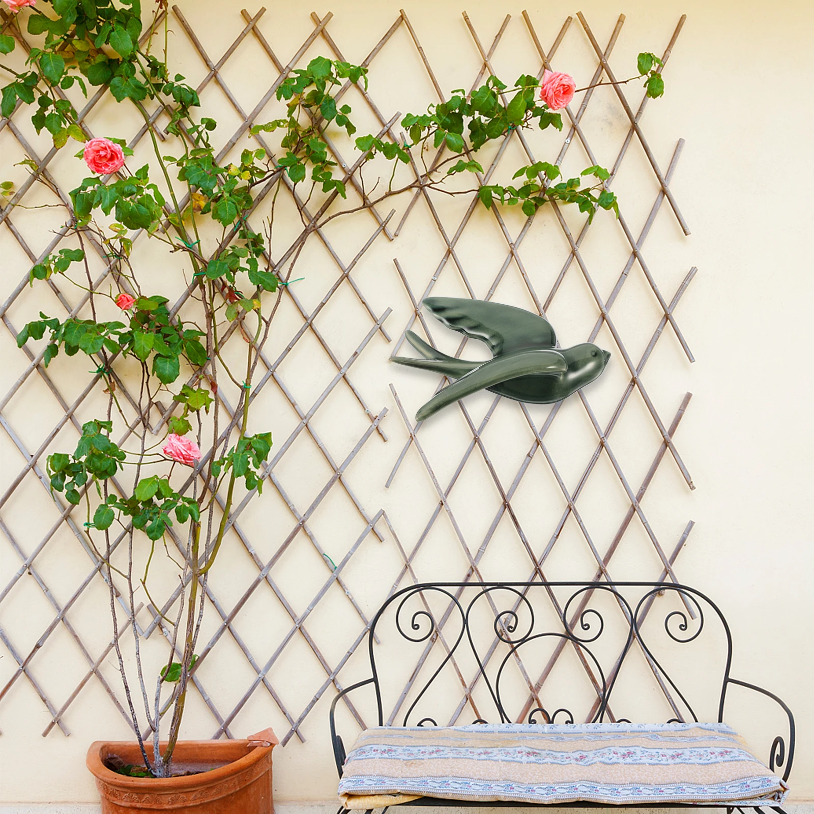 

Bird Wall Adornment Nordic Style Sculpture Hanging Decoration Indoor Outdoor Home Wall Ornament Background Decor