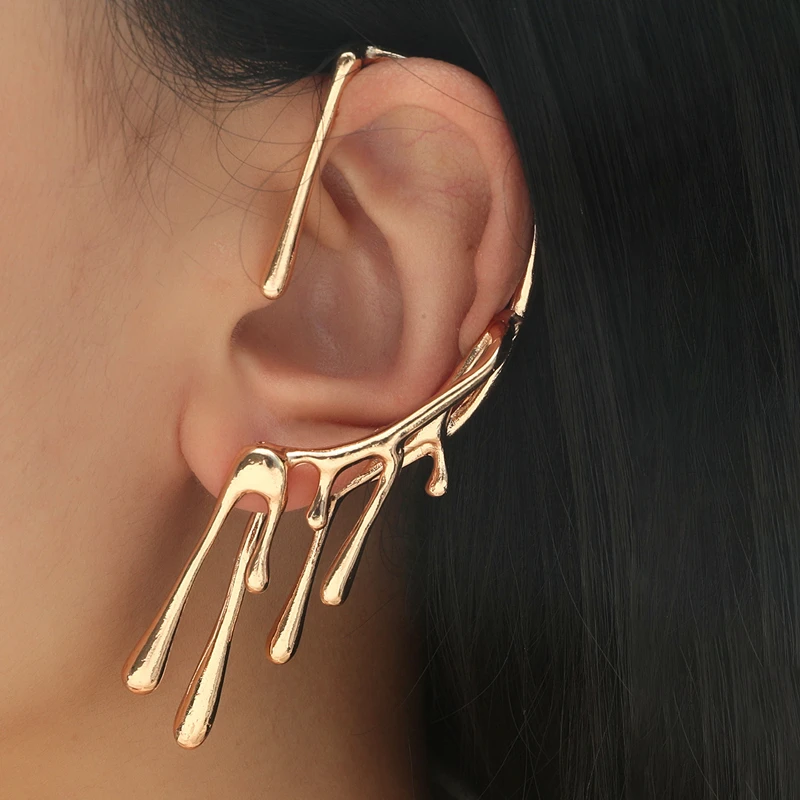 

1Pc Trendy Lava Ear Cap Clip Gold Color Drip Wax Stud Earrings for Women Auricle Clips Girls Vintage Jewelry Accessories Gifts
