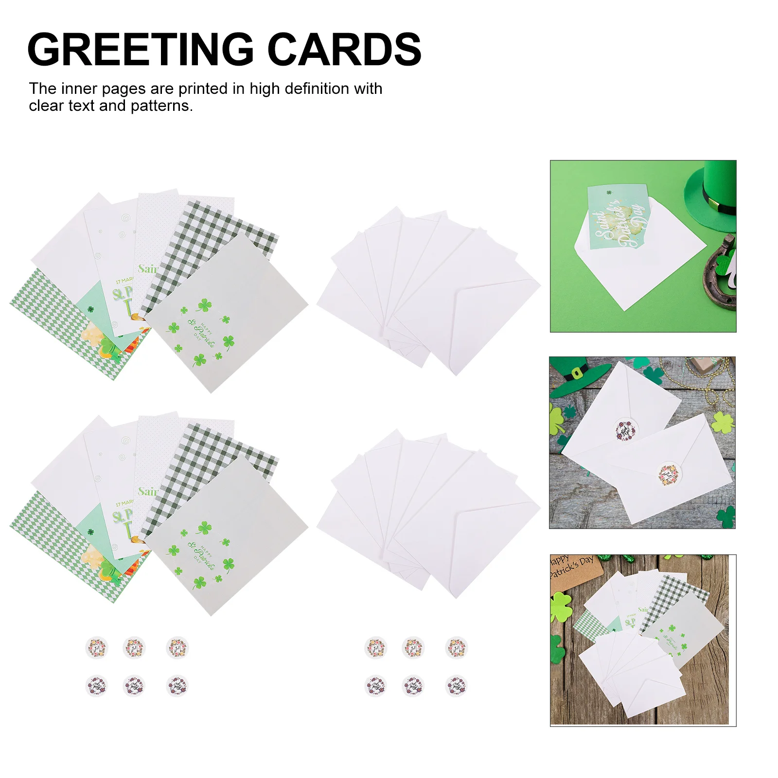 

2Sets St Patricks Day Greeting Card Set Festival Message Cards Blessing Gift Cards Envelope Invitation Holiday Use