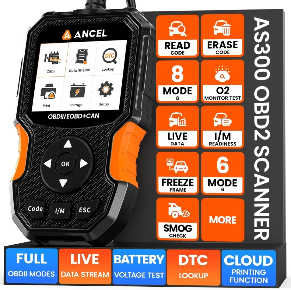 Lecteur de code OBD2 ANCEL AS300, outil de diagnostic automobile avec impression cloud