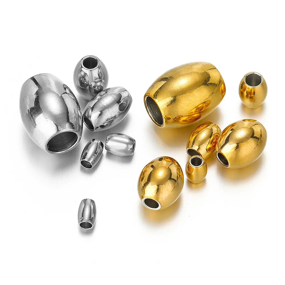 50pcs/lot Oval Cylinder Beads Stainless Steel Loose Beads for DIY Fashion Jewelry Making Bracelet Necklace Accessories Wholesale image 5