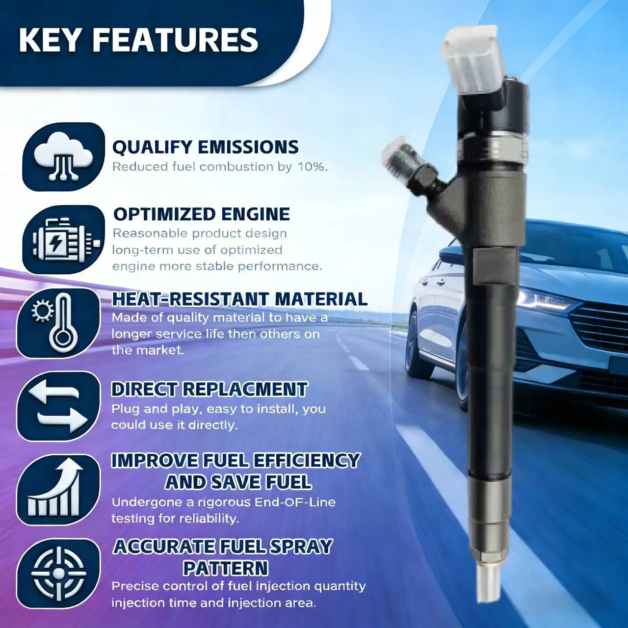 Fuel Injector 0445110011 0445110012 A6110700587 Common Rail Injector for Mercedes-Benz Vito C/E-Series 200-220 CDI Engine