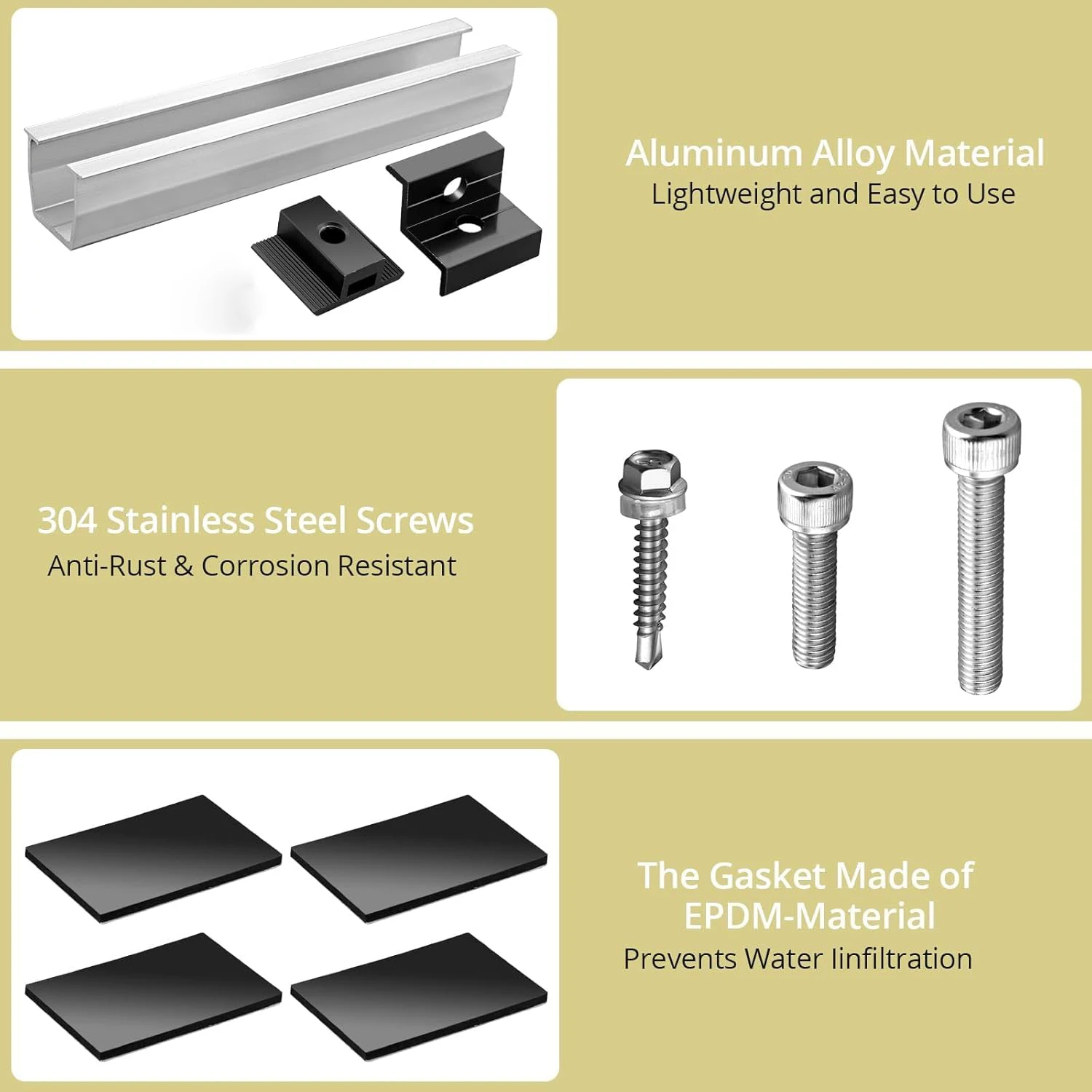 12 Pcs Solar Panel Bracket Kit  Aluminium Mounting Rail 30mm/35mm End Clamps Brackets for Flat Roof PV Mounting Rail image 3