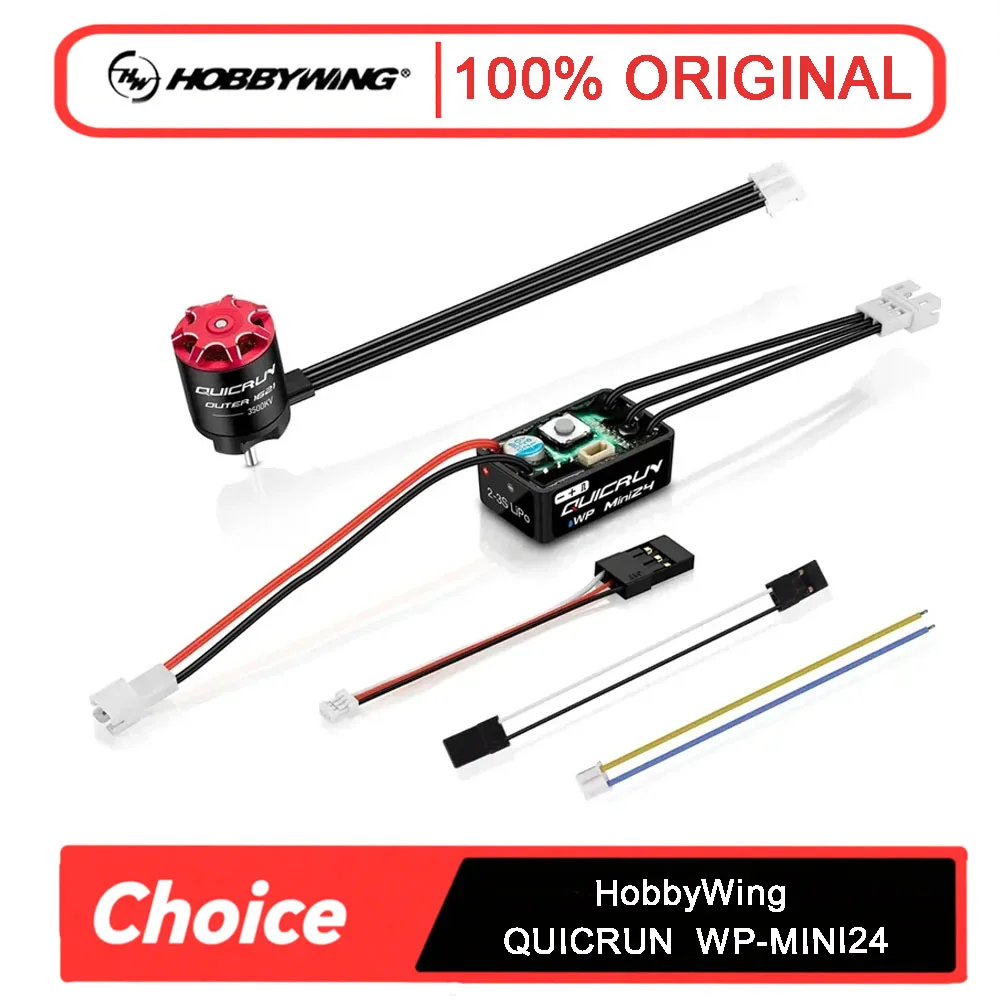 

HOBBYWING QUICRUN WP-MINI24 25A ESC + 1621SL 3500KV Outrunner Motor Brushless Sensorless Combo for 1/24 RC Crawler Car
