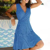 Dresses for Women 2025 Casual Plus Size Women's Floral Wrap V Neck Midi Dress A Line Swing Cap Sleeve Midi Vestidos De Fiesta - Image 5