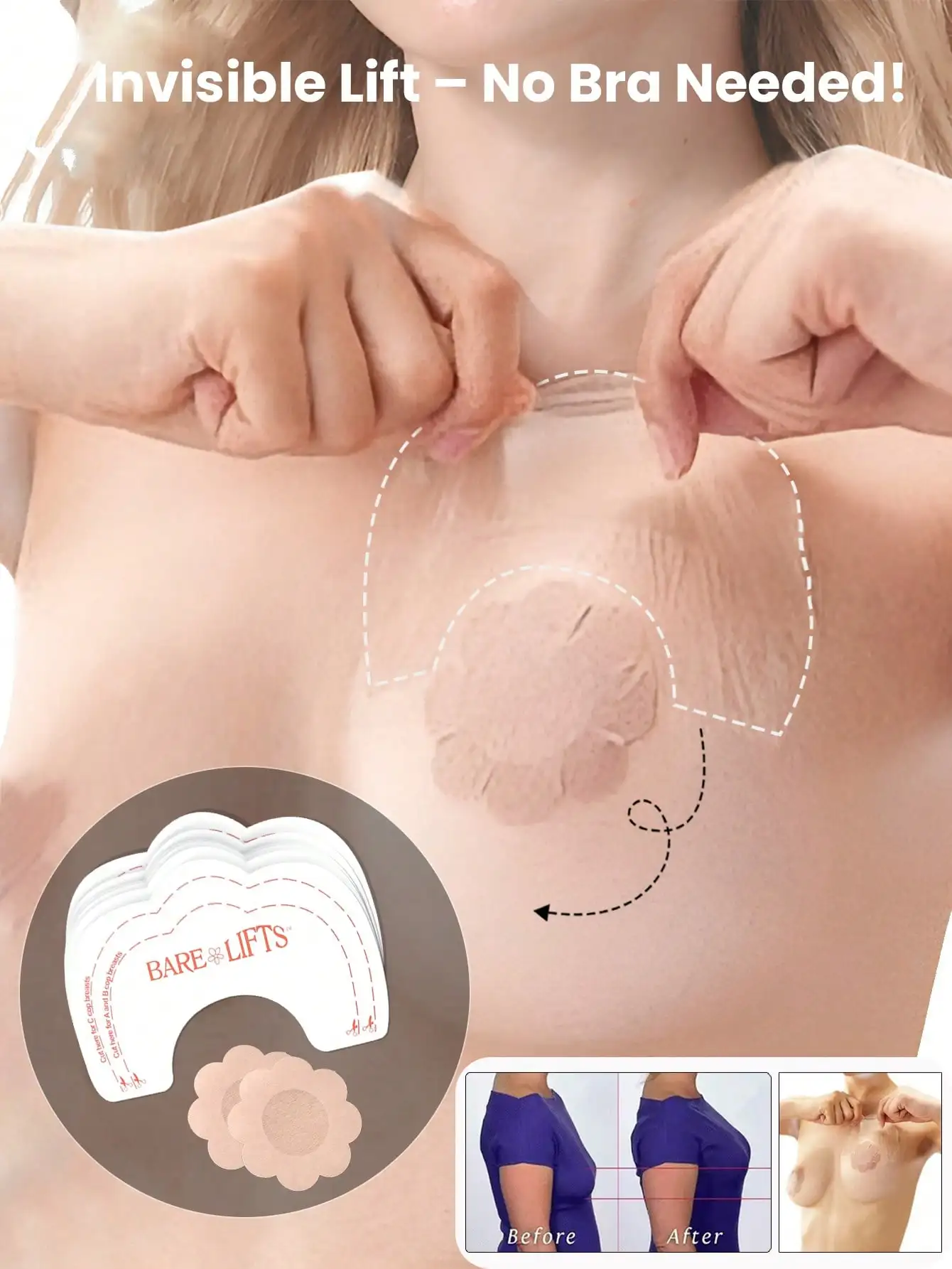 

20 шт. ультратонких невидимых лент для подтяжки груди – прозрачные поддерживающие накладки для груди для женщин