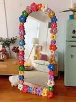 20PCS Handmade Colored Puff Flower DIY Mirror Renovation Materials, Wrapped Full Body Mirror Decoration Room Renovation