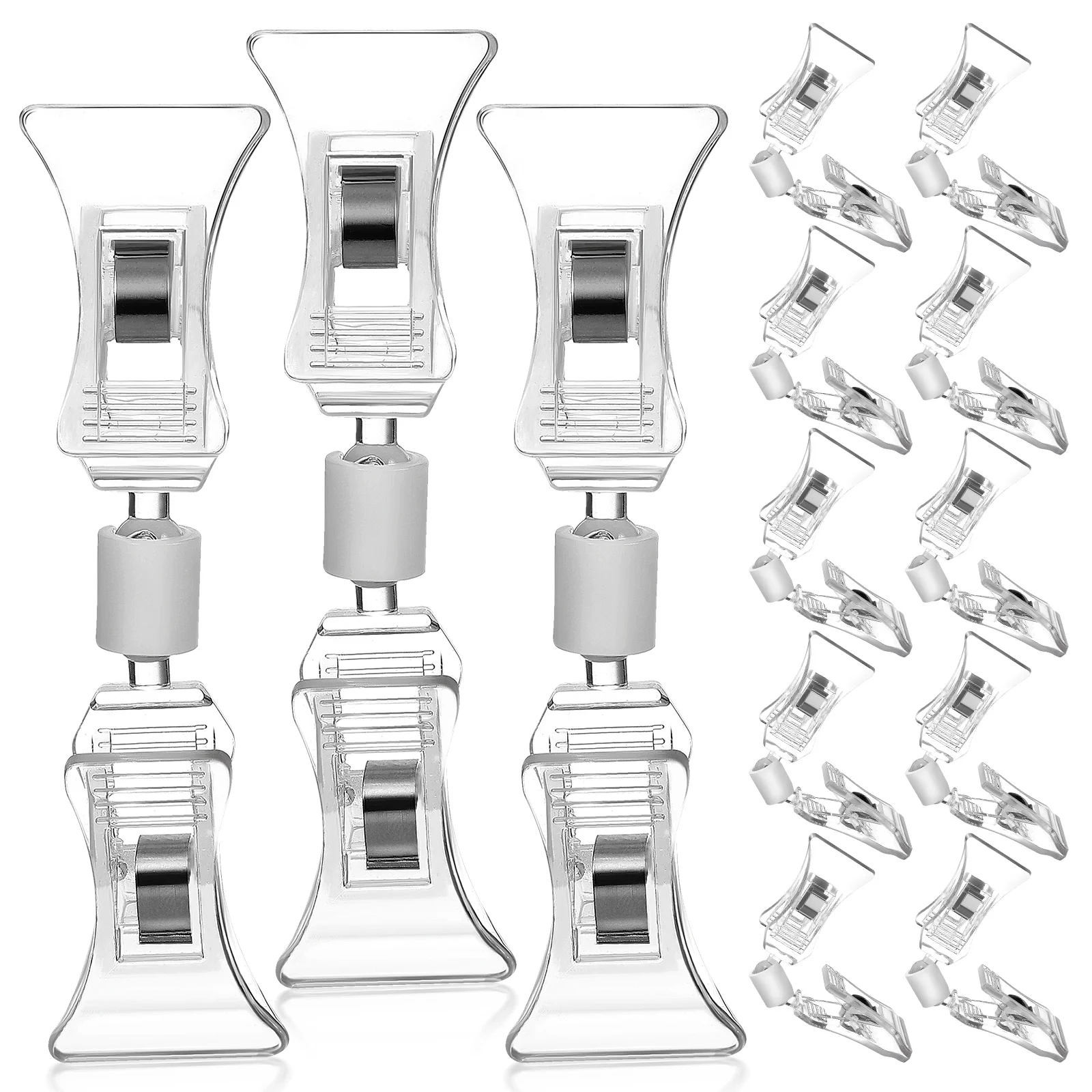 

20 Transparent Clips Dual Head Plastic Sign Holders for Retail Store Office Price Display Label Clips Mini Size