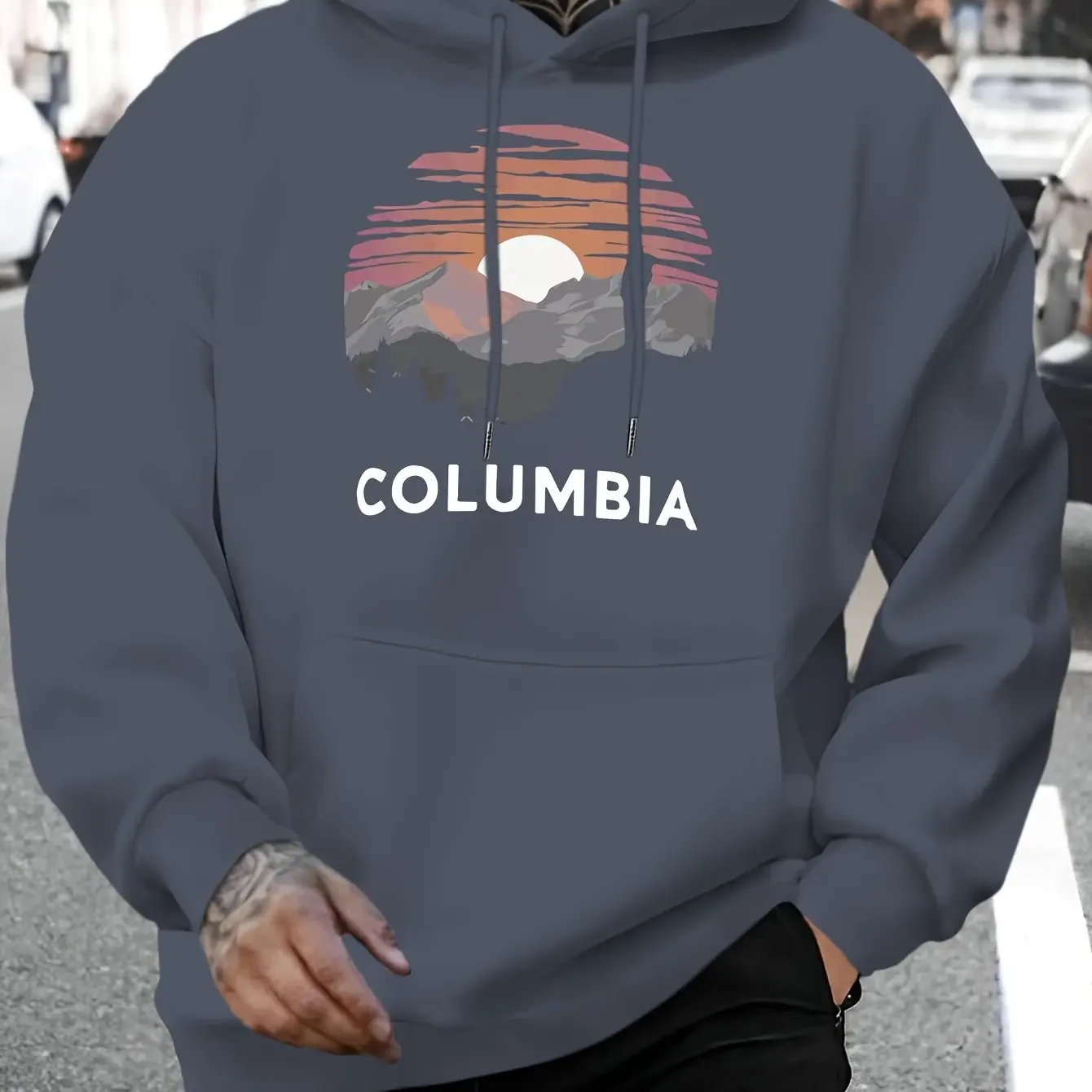 Columbia men's printed hoodie men's and women's fashion long-sleeved sweatshirt spring and autumn street trend large size hoodie