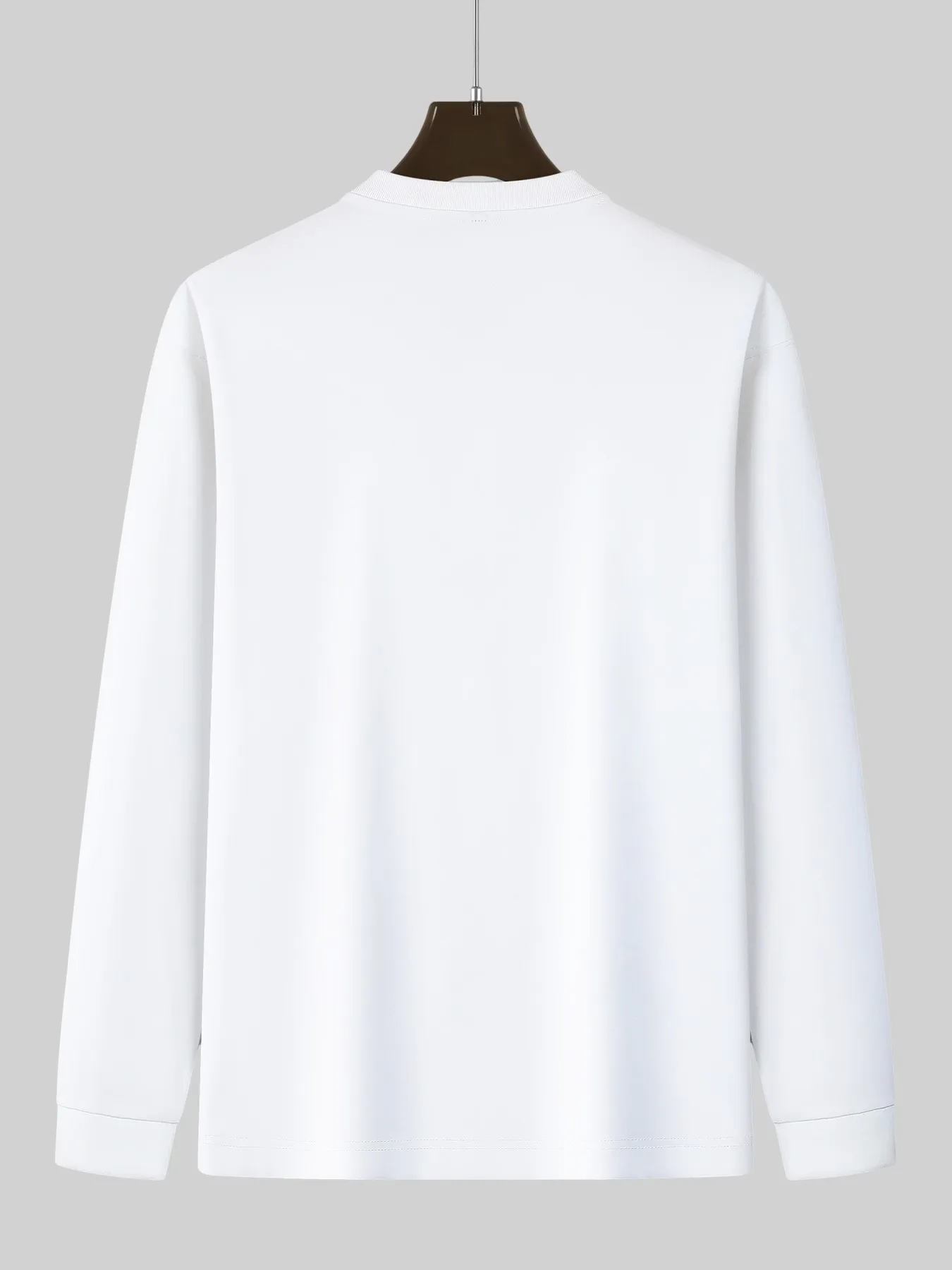 نشط عدد 77 الإبداعية تي شيرت مطبوع الرجال الخريف هنري الرقبة الملابس العصرية الشارع كم طويل مريح قاع هينلي قميص #2