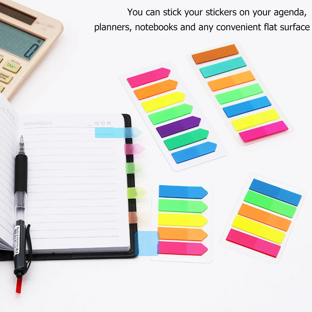 10pc Fluorescent Index Stickers For Books Journals Planners Diaries Schedule Organizer Office Supplies