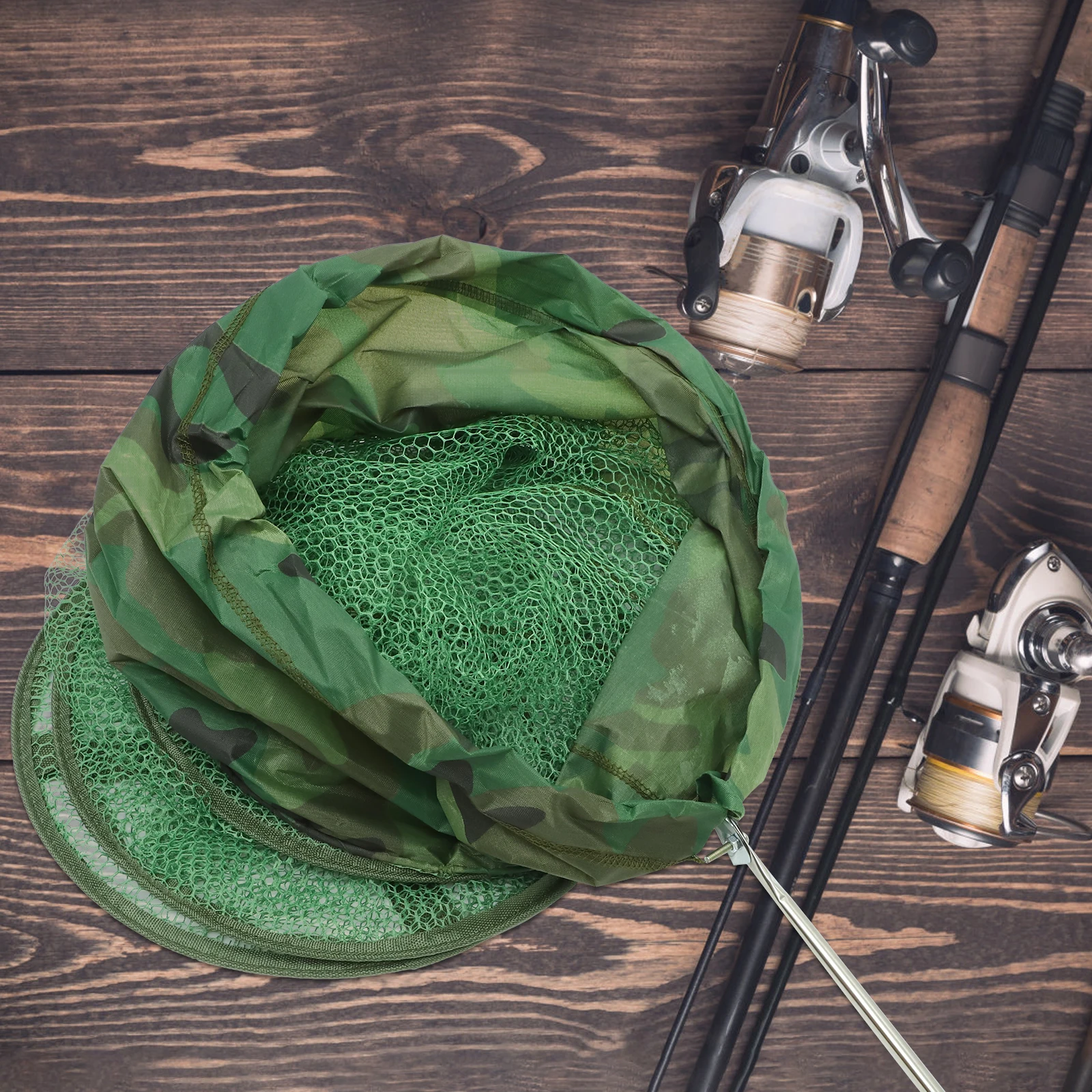 

Foldable Fishing Net with Ground Peg Design Wear-Resistant Mesh Landing Basket for Fish Storage Reusable Fishing Equipment