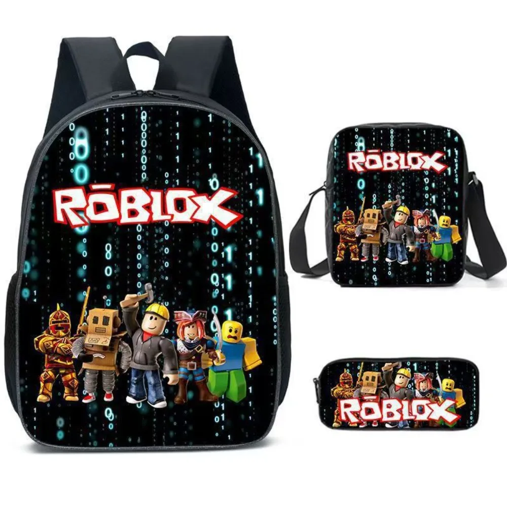 3pcs/Set Game Roblox Peripheral Cartoon Anime School Bag Lunch Bag Pencil Case Set Student Backpack Birthday Gifts