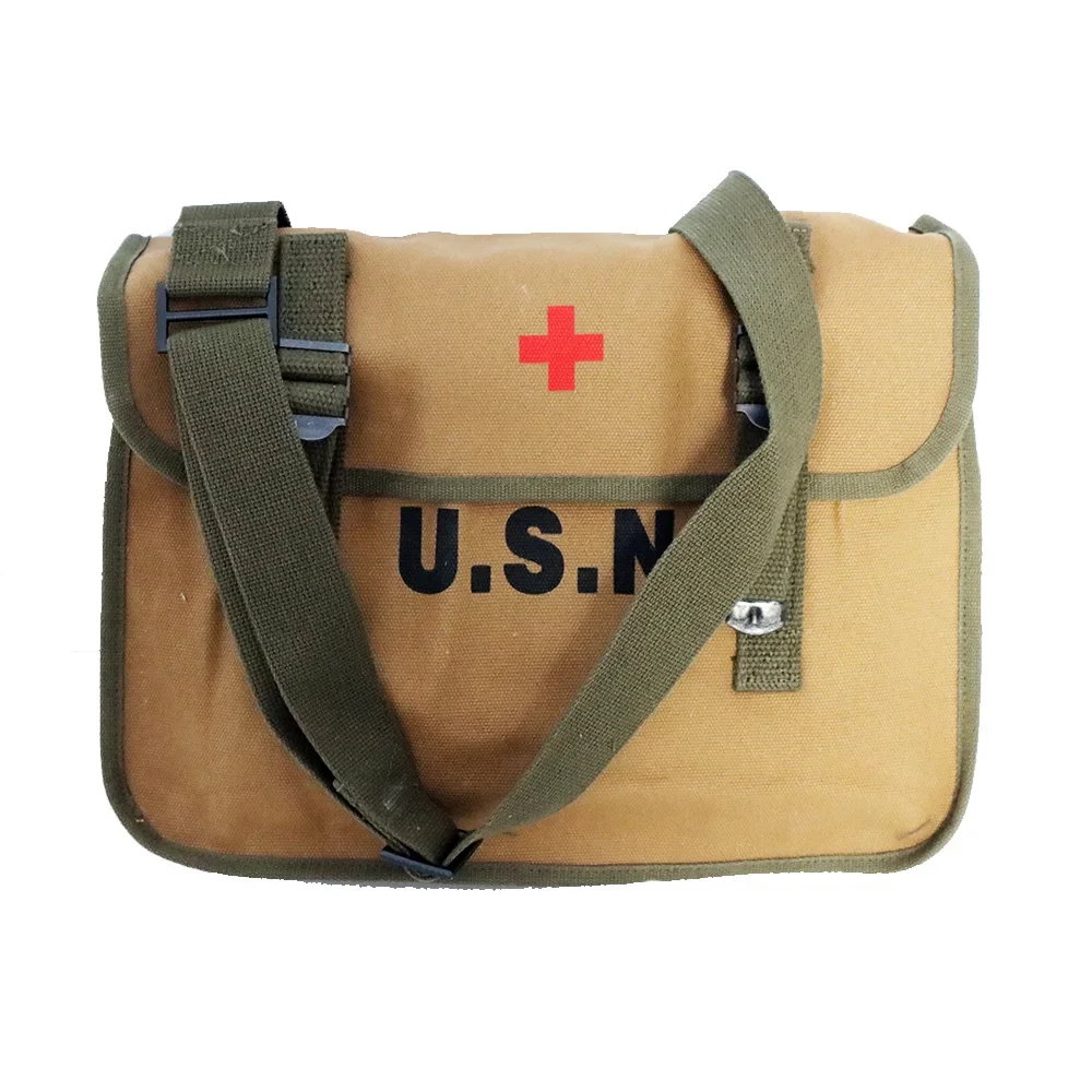 

Retro WW2 USN First Aid Kit Bag Medical Mochila Military Running Satchel Storage Survival Pack US Army Sling Shoulder