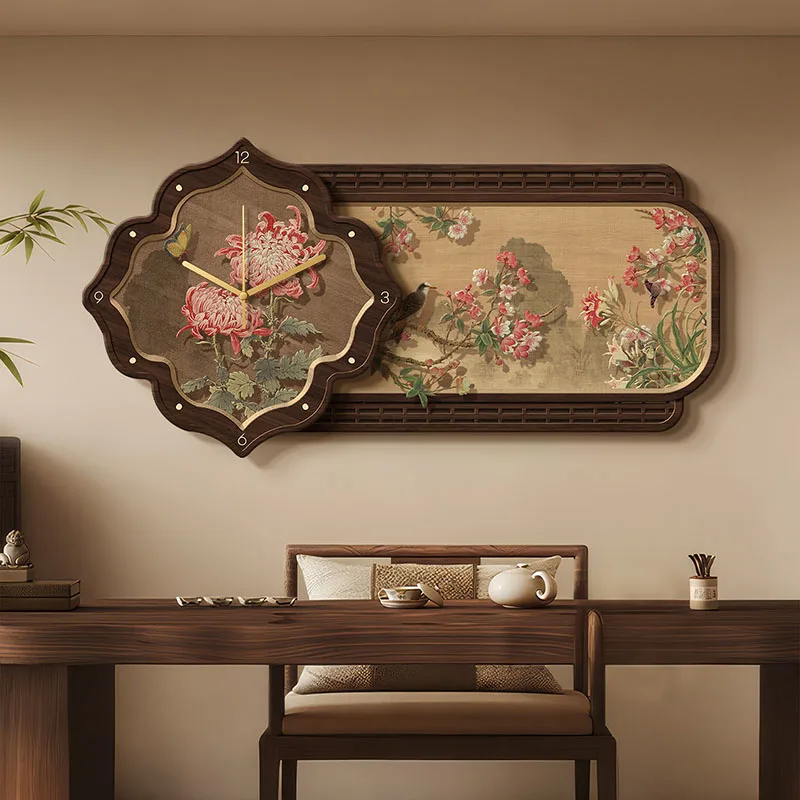 

Chinese Style Simple Clock Wall Minimalist Creative Silent Design Wall Clocks Aesthetic Wooden Horloge Murale Home Decoration
