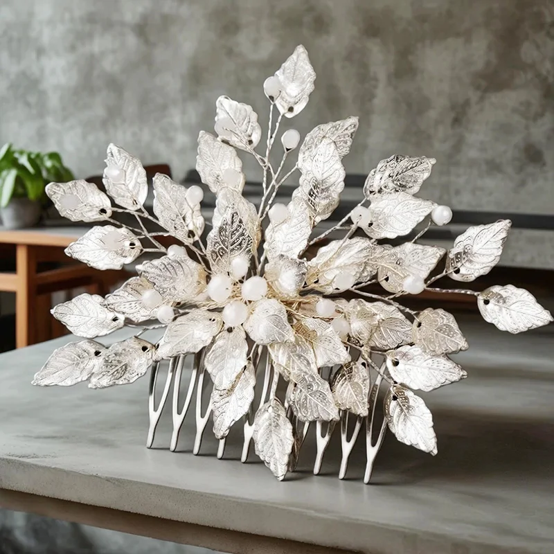 Wedding Hair Accessories Leaf Hair Clips for Women Fashion Crystal Bride Headdress Hairpin Crystal Hair Combs Girls Jewelry Gift