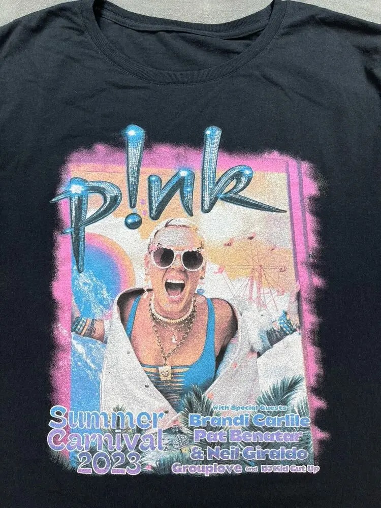 P!NK Faded 2023 Carnival Tour Black 2XL-3XL Shirt Brandi Carlile Pat Benatar