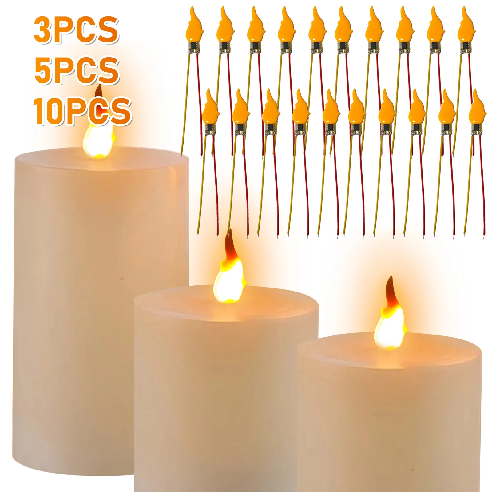 

3/5/10PCS Flame Light Bulbs 2200K Diode 3V LED Flame Effect Light Bulb Flame LED Filament for Birthday Party Decoration