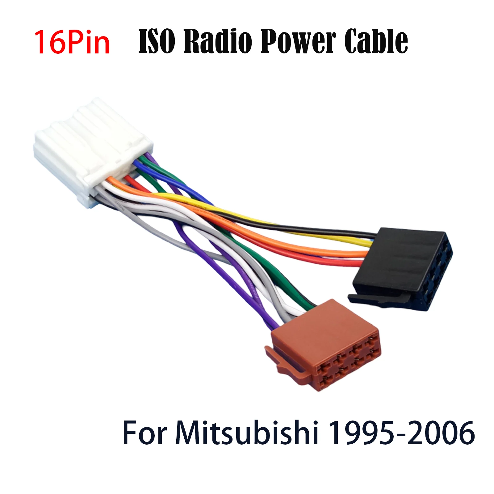 Car Radio ISO Female Adapter ABS 12V 16Pin For Mitsubishi 1995-2006 ISO Radio Power Cable Adapter Switch Cable Car Electronics