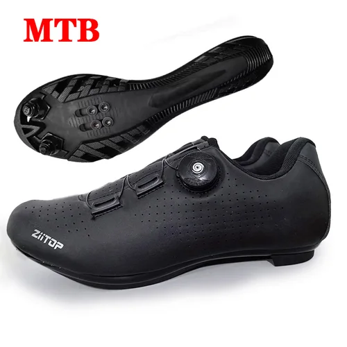 Imagen 2 del producto Zapatillas deportivas de ciclismo para hombre y mujer, zapatos de cuero PU, transpirables, ligeros, con cierre SPD, para bicicleta de carreras
