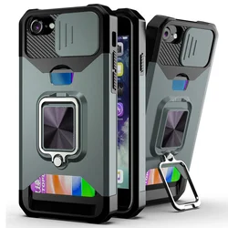 For iPhone SE 2022 2020 Case Ring Holder TPU Card Slot Armor Cover For iPhone SE3 SE2 SE SE2022 5G Shockproof Coque Funda Capa