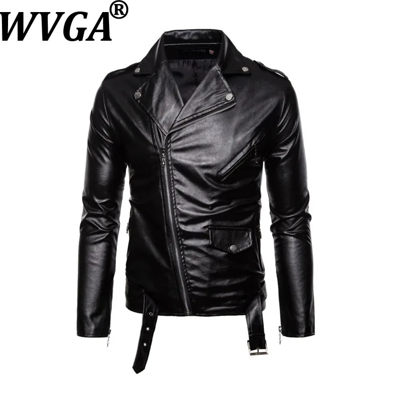 

WVGA осень-зима новые мужские отложной воротник на пуговицах на молнии декоративные облегающие кожаные куртки нишевые шикарные повседневные пальто Ins W15574