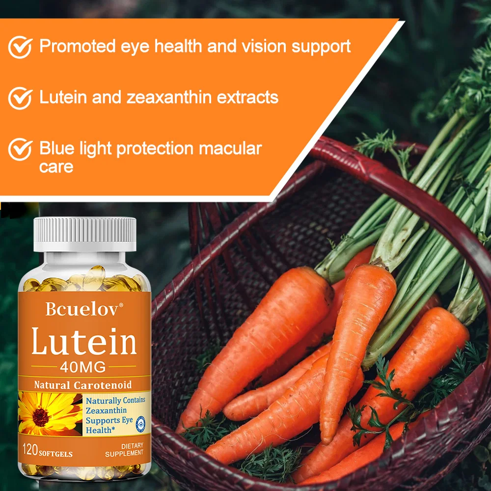 Luteína natural 40 mg, antioxidante, suplemento para la salud de los ojos, mejora los ojos secos, promueve la salud de la visión y los ojos, no OGM