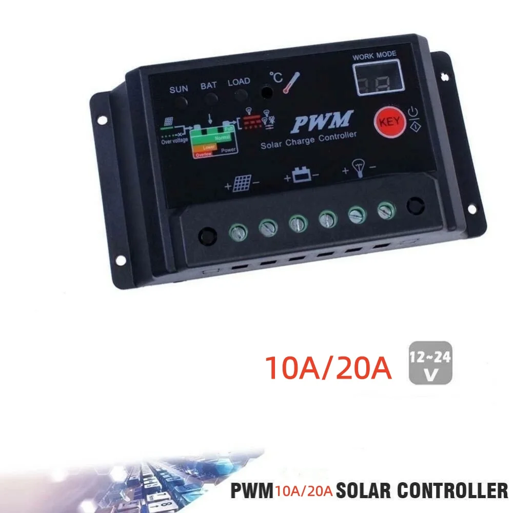 1PCS PWM 10A/20A Solar Panel Charge Controller Battery Regulator Streetlight 12/24V