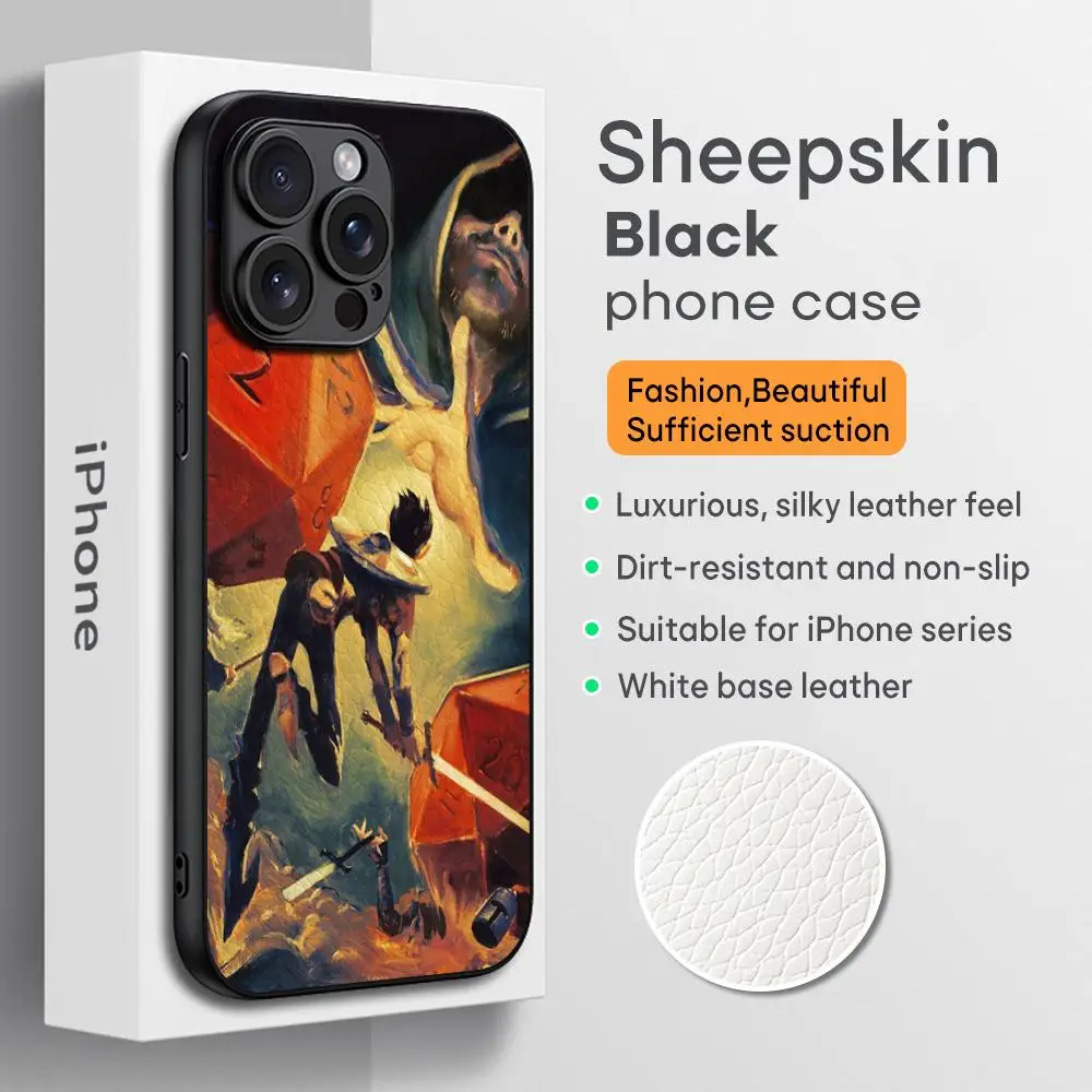 Dungeons Dragons dnd pattern Phone Case For iPhone 16 15 14 13 12 11 Plus Pro Max Limited Edition Black hard case Sheepskin