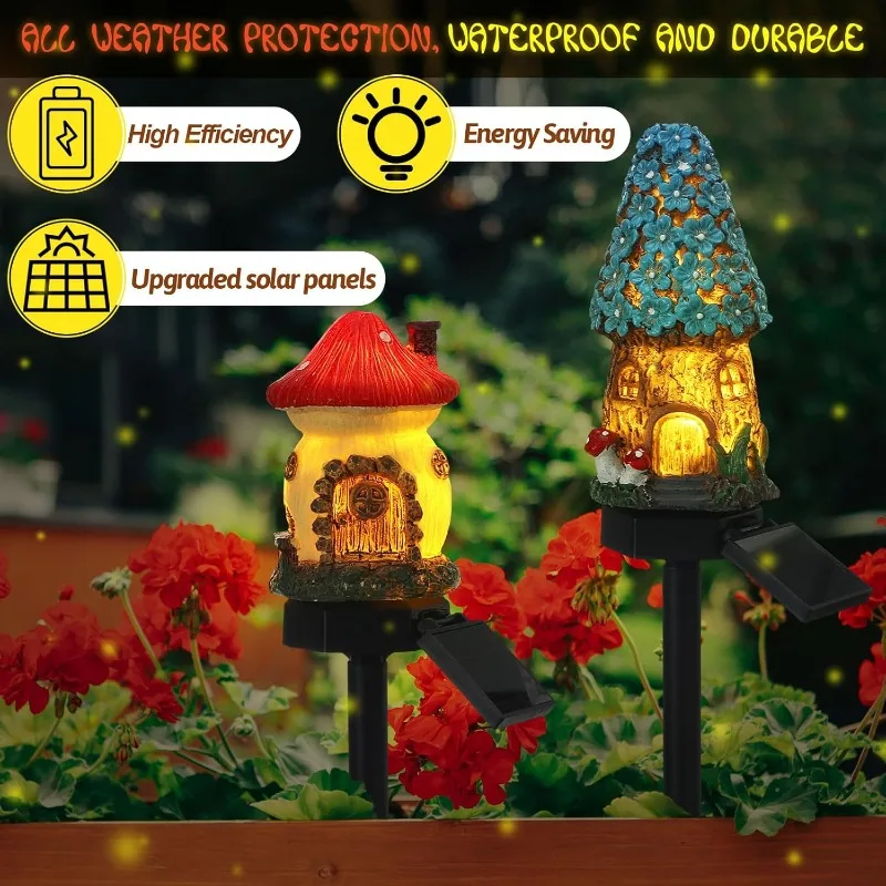 New Solar Resin Flower House Lights, Courtyard Decoration Lights, Lawn Lights, LED Lights, Outdoor Waterproof Landscape Lights view 3