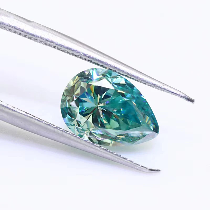 

0.5-3ct Blue Green Color VVS1 Pear Cut Moissanite Loose Stone Diamond Test Pass Certified Moissanite Gemstone for Diy Jewelry