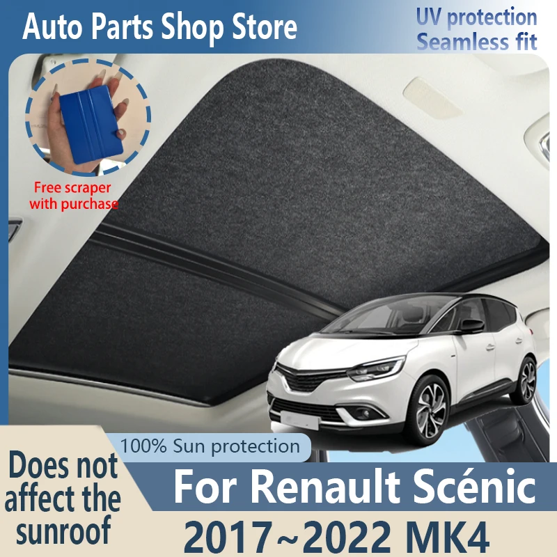 

Sun Protection For Renault Scénic 2017~2022 21 Electrostatic Adsorption Suede Fabric Car Panoramic Sunroof Insulation Roof Visor