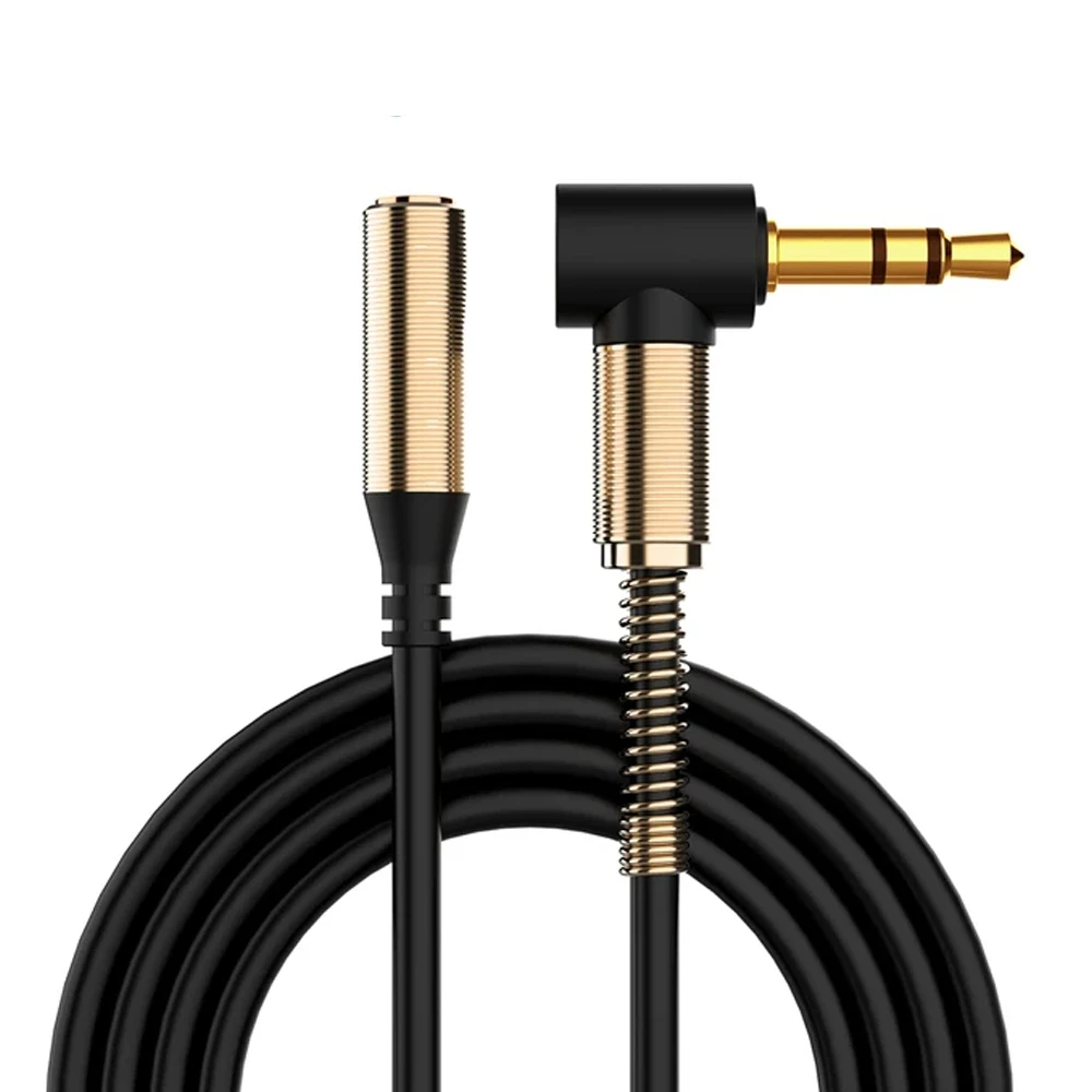 3.5mm Jack AUX Audio Male to Female Extension Cable 90 Degree Right Angle Auxiliary Speaker Cable for PC Headphone