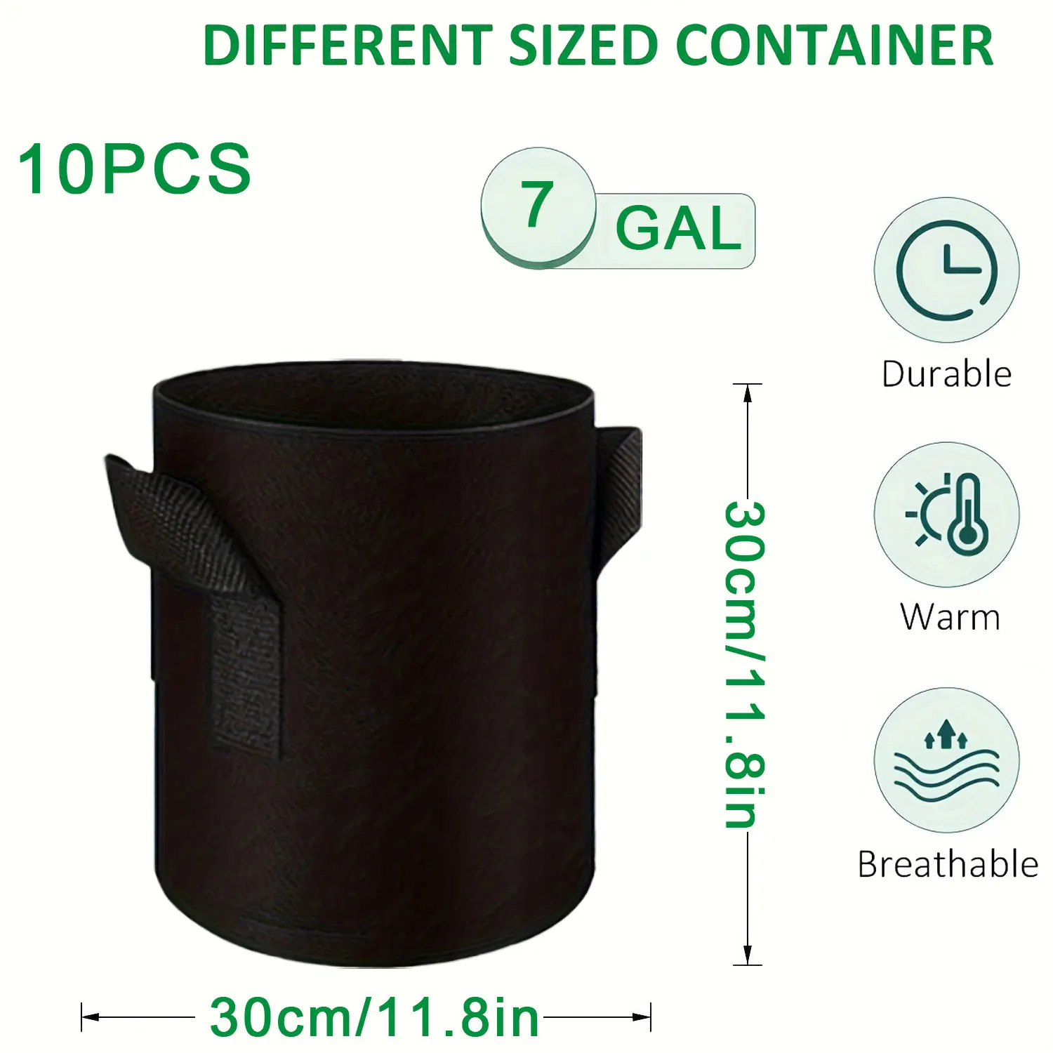 SPONDWILD 10-delige set Verdikte Aardappel Plantzak 3/5/7/10/15 Gallon Tuin Niet-geweven Stof Tuinieren Pot Groente Bloempot