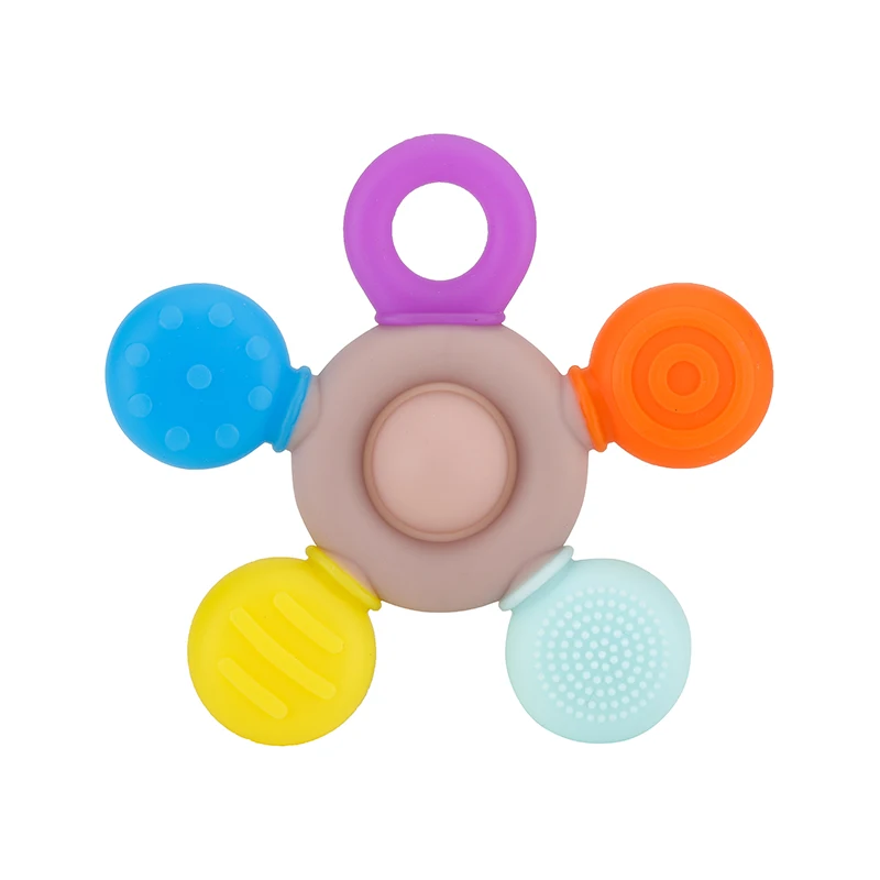 الطفل مضغ الملحقات هيلم الأطفال عضاضة حسية مع تصميم محكم الوليد الرضع القلق عضاضة سيليكون ألعاب التسنين #4