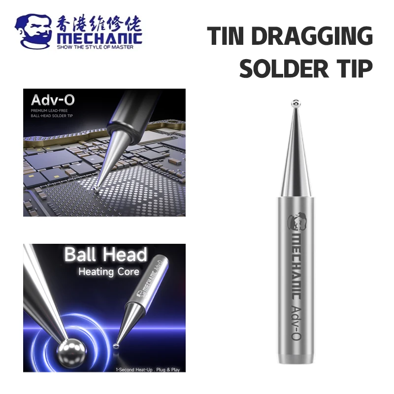

MECHANIC Adv-O 1,42 мм, паяльный наконечник с шаровой головкой для ремонта телефона, 1-секундный нагрев, антиокислительный, длительный срок службы, бессвинцовый нагревательный сердечник