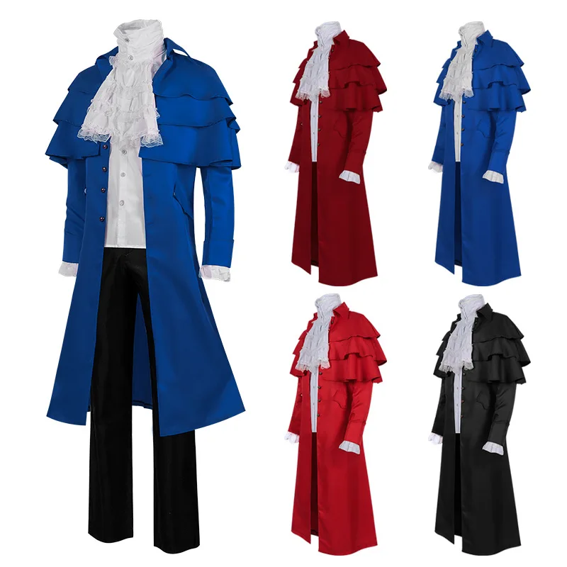 

Мужская куртка-накидка, средневековый ретро-тренч, новый костюм на Хэллоуин, воротник-стойка для священника, однотонные пальто для вечеринки, сцены, года, больших событий