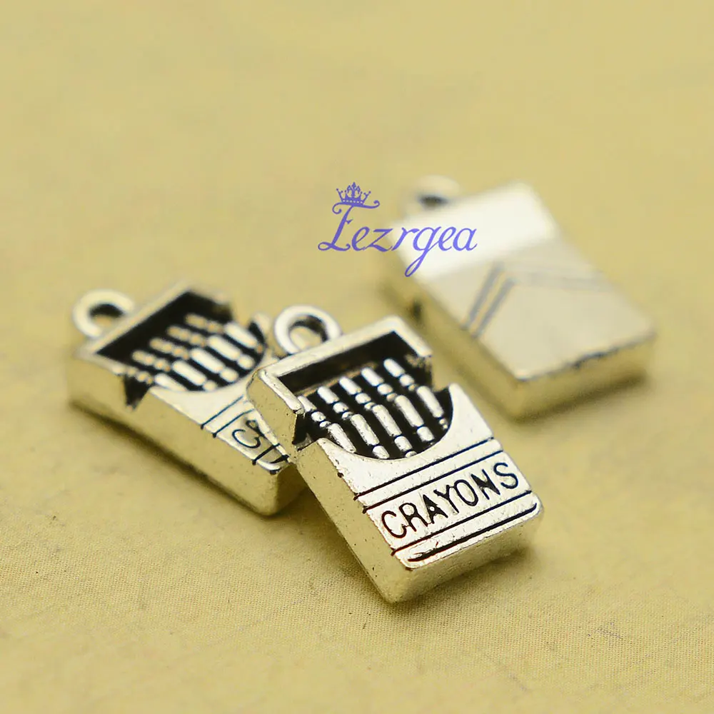 15 sztuk/partii Vintage studium malowanie Charms chemia ukończenie szkoły Cap Laptop kredka autobus wisiorki dla Diy akcesoria do wyrobu biżuterii — zdjęcie 5