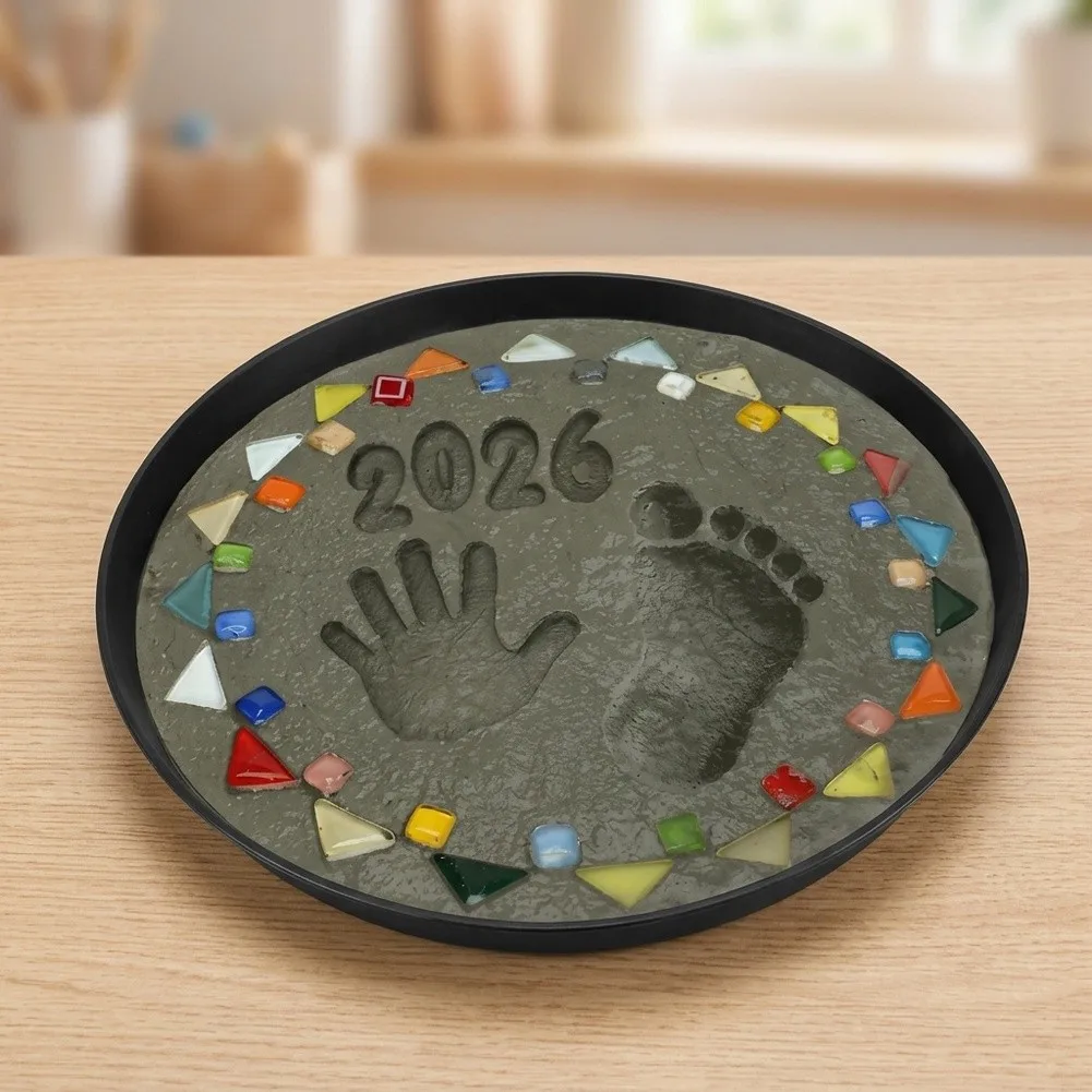 10 Inch Round Stepping Stone Kit With Cement Mix Letter Stamps For DIY Garden Pavers Yard Decorative Craft Set