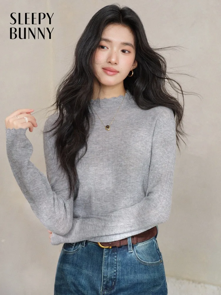 

Wool Knit Turtleneck Top Women Lady Slim Stretch Long-Sleeve Pullover Soft Warm Lightweight Base Layer Chic Tee Winter Outfit