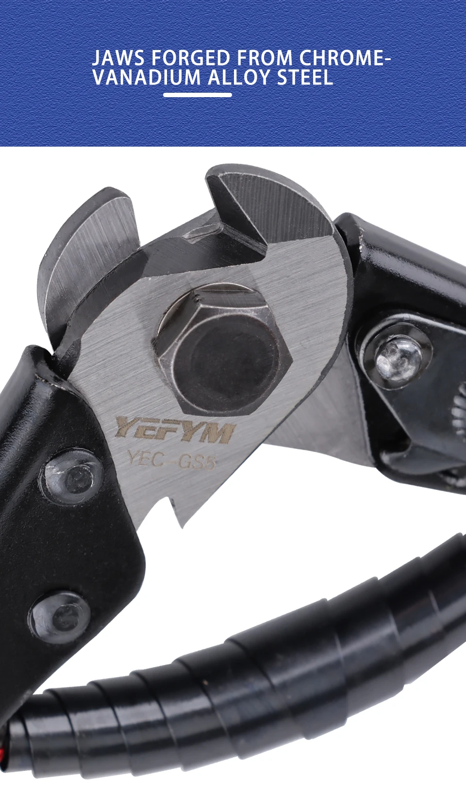 Stahlseilschneider YEC-GS5 Drahtseil- und Bleisiegel-Schneider Industriequalität 7,6″ Kraftsparende Zangenwerkzeuge – Detail 9