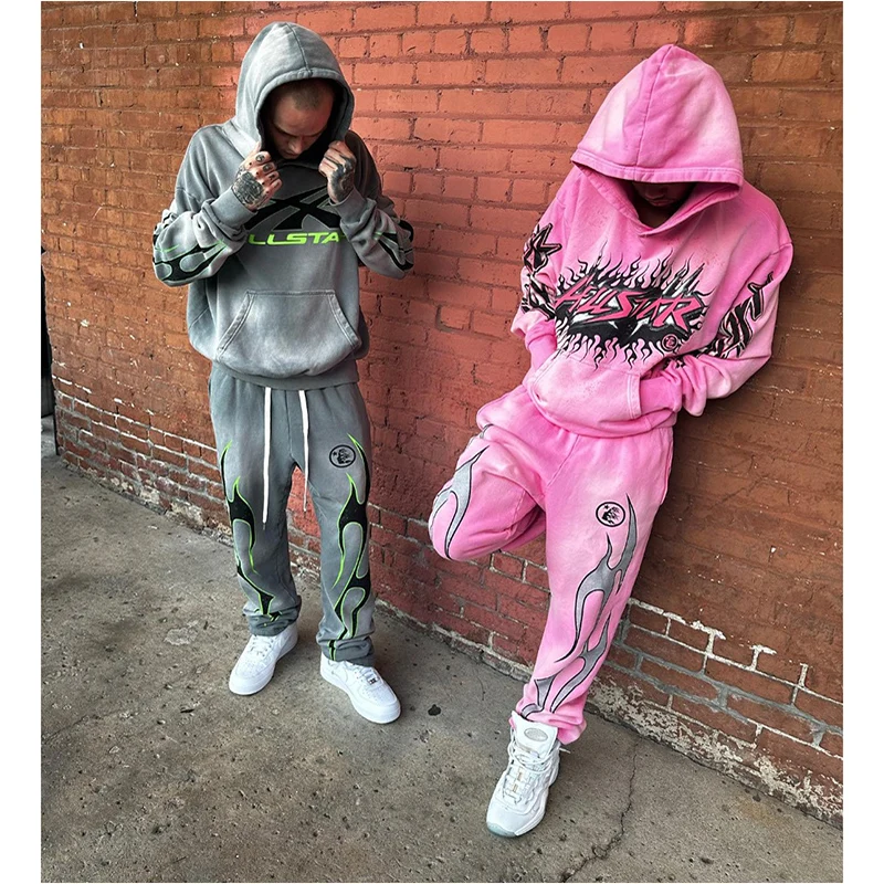 

Street Apparel Y2k Hooded Sweatshirt Men's and Women's Harajuku Hip Hop Print Gothic Plus Size Hoodie Set New Punk Rock Gothic T