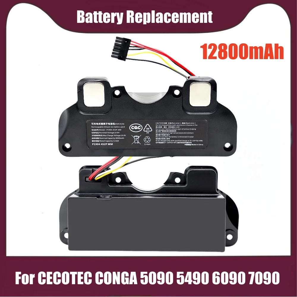 

Original For CECOTEC CONGA 5090 5490 6090 7090 Robot Vacuum Cleaner 12800mAh Battery Replacement 18650 Battery pack Accessories