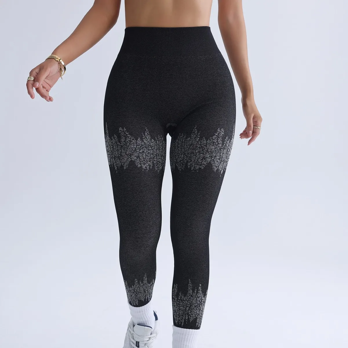 

Sports outdoor quick-drying yoga wear, colored yarn printed women's long pants, yoga cycling, running and fitness yoga pants