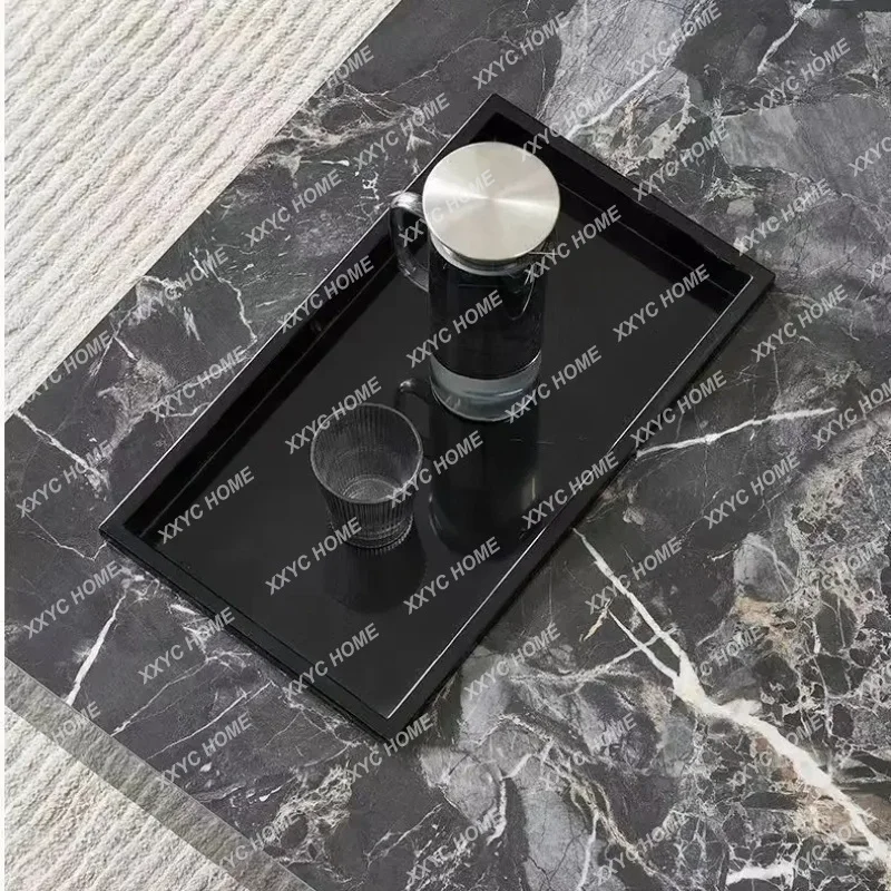 XXVenice Brown Square Sintered Stone Coffee Table With Drawer Black Crystal Floating Luxury Living Room Tea Table
