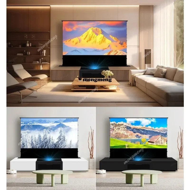 X188 120'' Black Smart Laser TV Cabinet +UST ALR Projector Screen Motorized Floor Rising Screen for Ultra Short Throw Laser Proj view 6