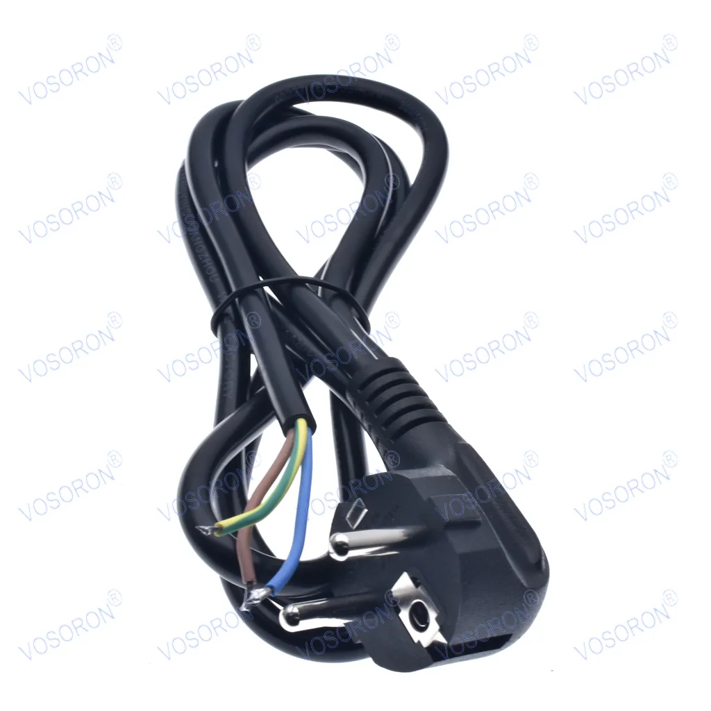 

3G 0.75mm Black AC Extension Cable Type E/F Germany European Male Plug Replacement open end power cord