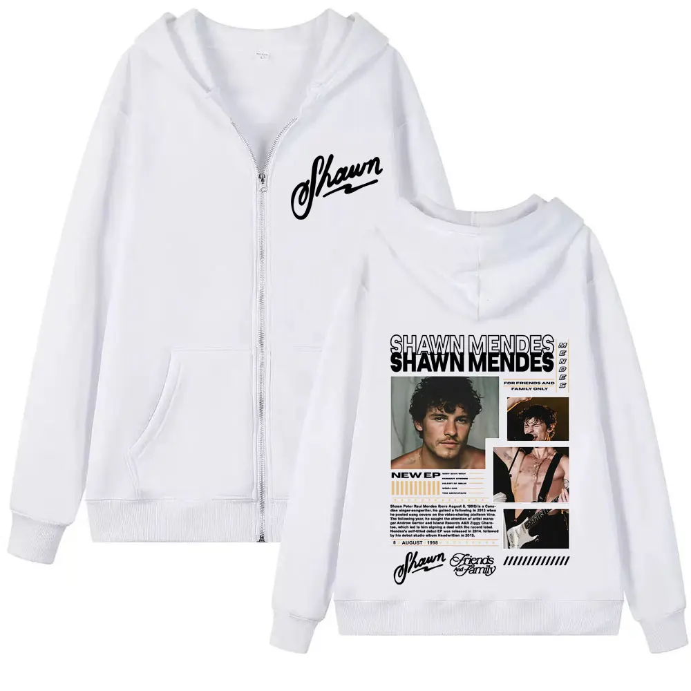 Cantor shawnendes álbum tour 2025 gráfico zip up hoodies moda masculina hip hop moletom de grandes dimensões manga longa pullovers com zíper