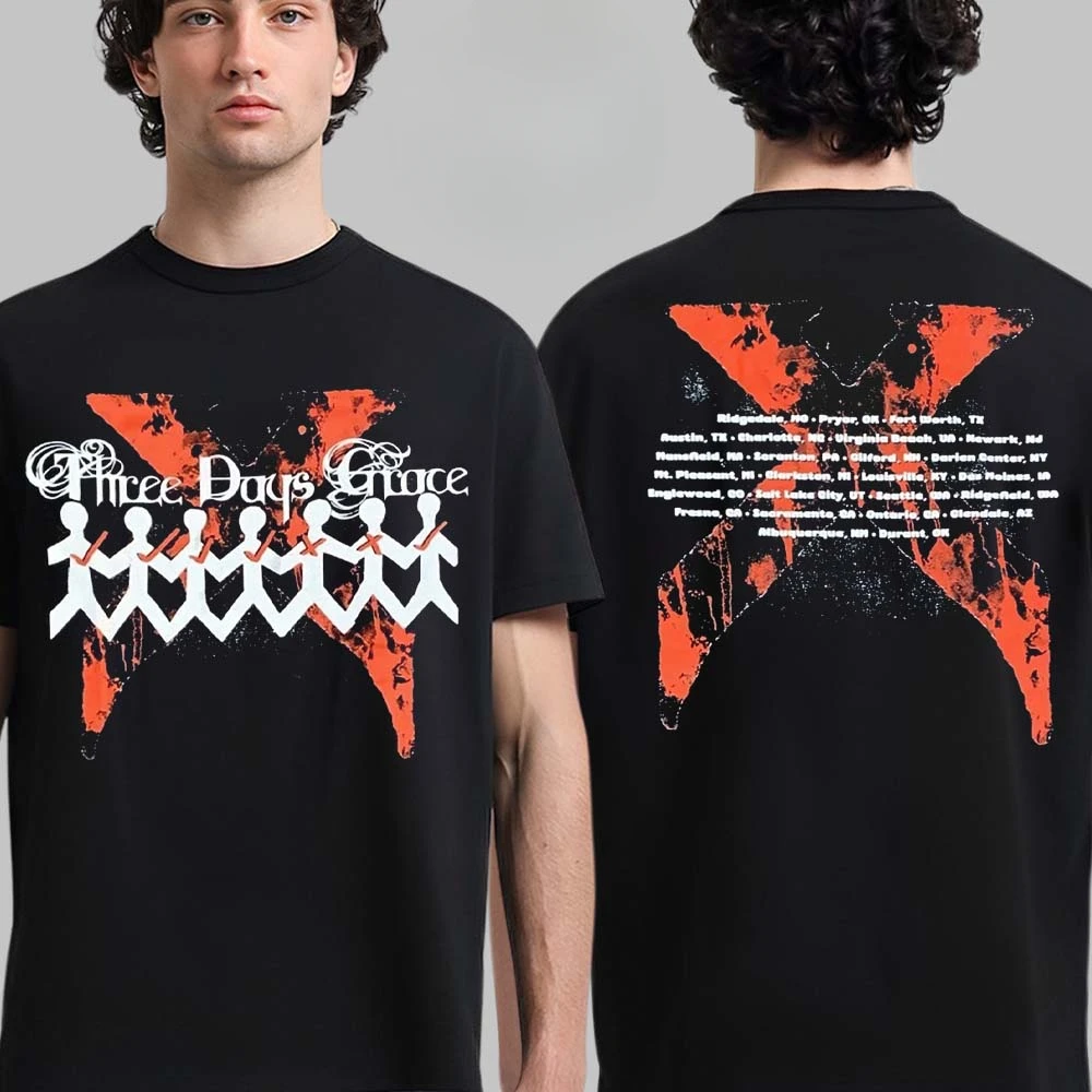 Nova Camiseta de Algodão Three Days Grace Unissex de Verão com Manga Curta, Camiseta de Marca de Moda, Luxuosa, Casual e Vintage