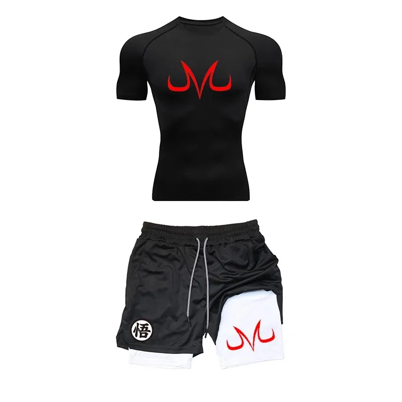 

Men's Snug Compression Gym Set, Stretchable T-Shirt and Shorts, Perfect for Accentuating Every Muscle Group